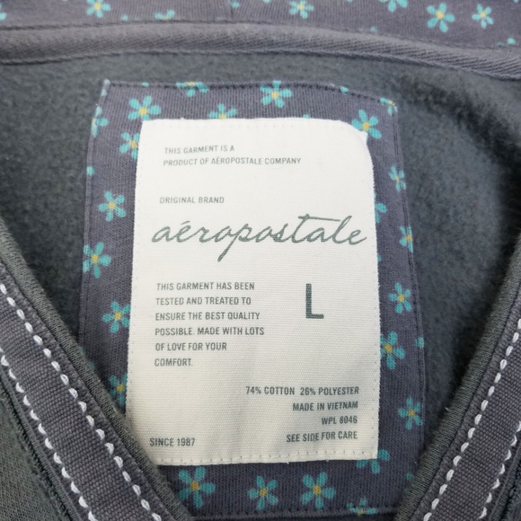 AEROPOSTALE LOGO FLEECE V NECK HOODIE TOP - Picture 4 of 4